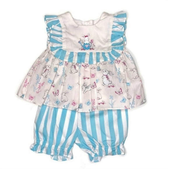 Pastourelle By Pippa Julie Bunny Top and Bloomer Set Baby Girl Cottagecore 18 M - Picture 1 of 8